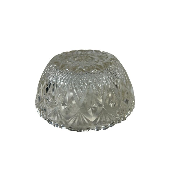 VTG Clear Glass Berry Bowl Pineapple And Stars Scalloped Rim Heavy Yellow Tint - Picture 5 of 7